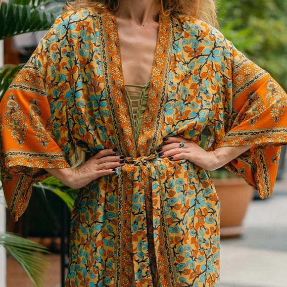 Bohemian Floral Print Kimono Duster - Picture 4 of 9